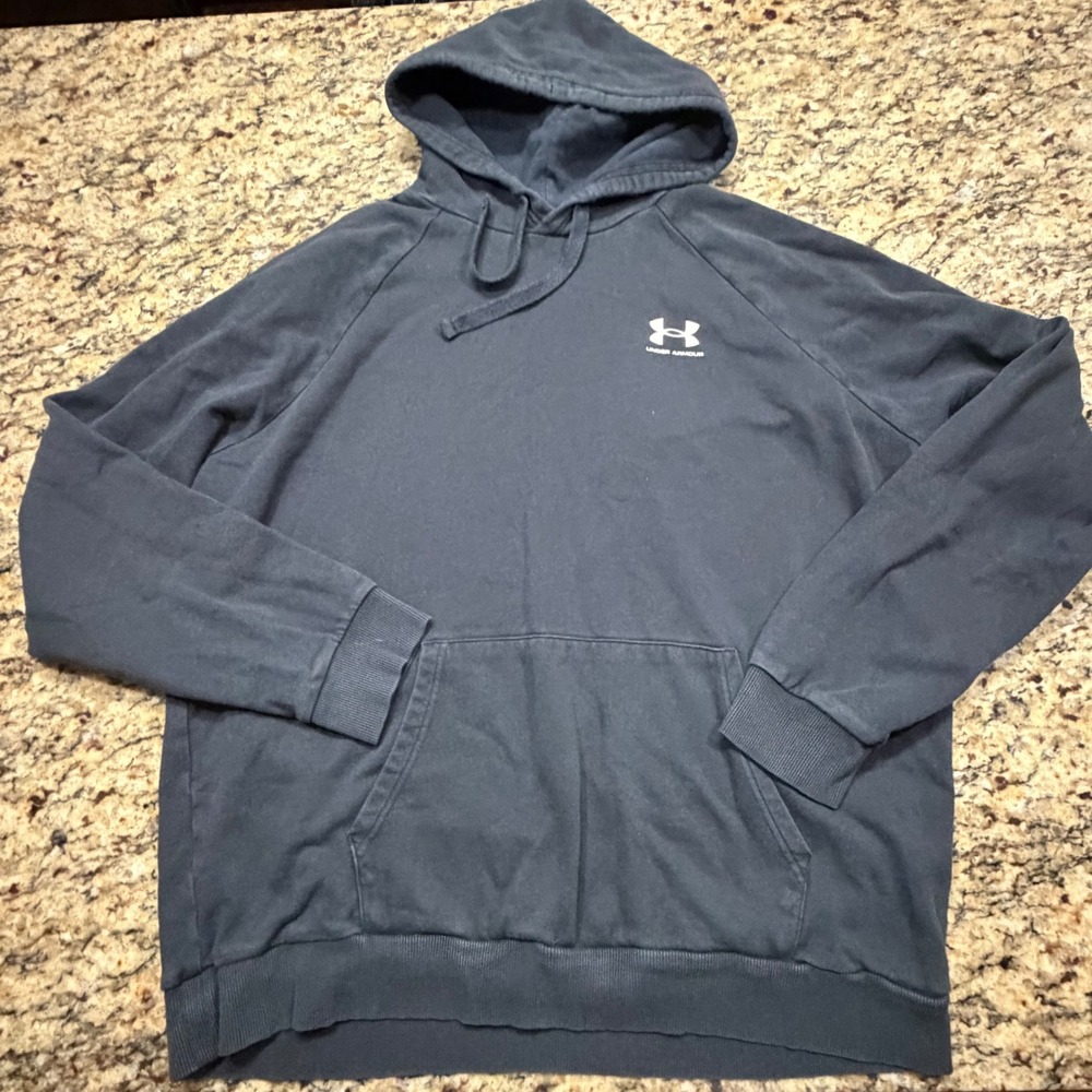 Under Armour Mens XL Rival Fleece Hoodie Black Loose Fit Pullover Sweatshirt